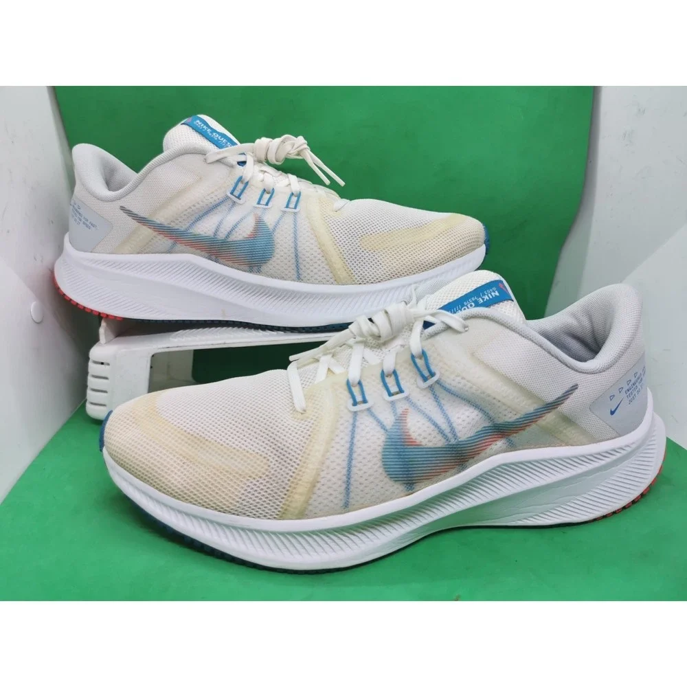 Men's 11.5 M Nike 2021 Quest 4 White Pure Platinum Blue DA1105-101 Running Shoes
